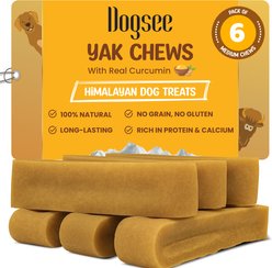 Dogsee Himalayan Yak Cheese with Turmeric Medium Natural Dog Chews, 6 count