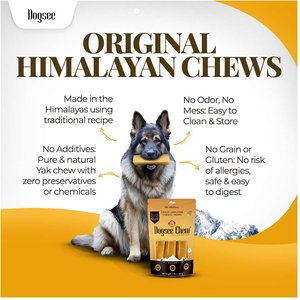 Dogsee Original Himalayan Yak Cheese Large Natural Dog Chews, 4 count