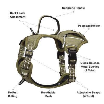 Show full view: Pet Marvel High-Perfomance Tactical Dog Harness with Poop Bag Holder, Brown, Small: 18.5 to 22-in chest slide 3 of 8