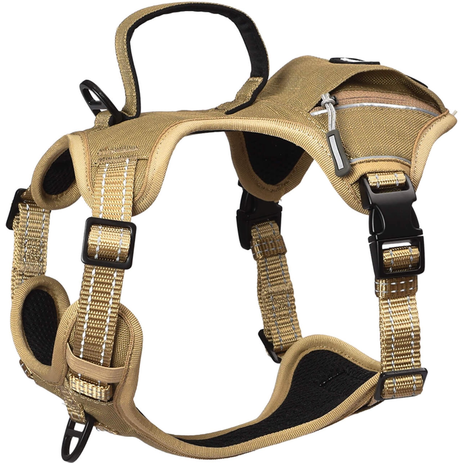 Pet Marvel High-Perfomance Tactical Dog Harness with Poop Bag Holder, Brown, Small: 18.5 to 22-in chest