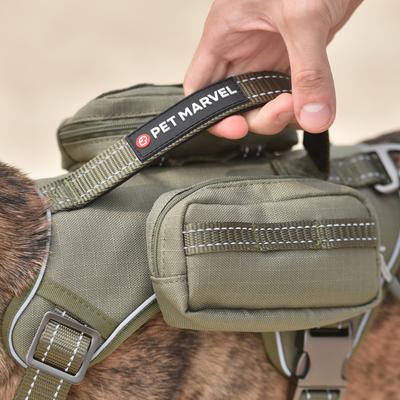 Show full view: Pet Marvel High-Perfomance Tactical Dog Harness with Backpack, Army Green, Small: 18.5 to 22-in chest slide 4 of 9