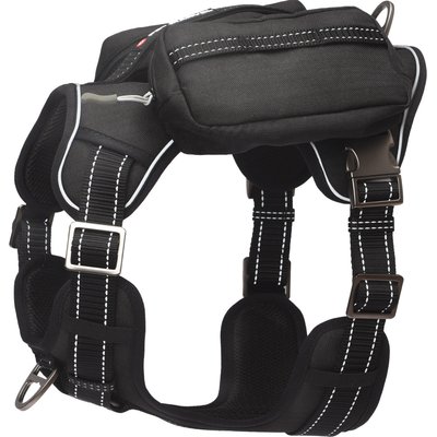 Pet Marvel Pet Marvel High-Perfomance Tactical Dog Harness with Backpack, Black, Large: 26 to 32.5-in chest