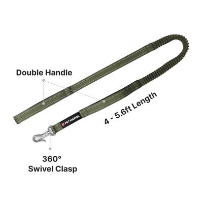 Show full view: Pet Marvel Shock Absorbing Tactical Dual Handle Dog Leash, Army Green, 4 to 6-ft, 1-in wide slide 3 of 8