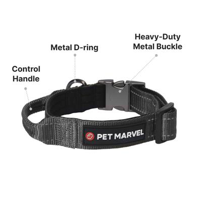 Show full view: Pet Marvel High Performance Tactical Dog Collar with Handle, Black, Medium: 15 to 19-in neck, 1.25-in wide slide 3 of 7