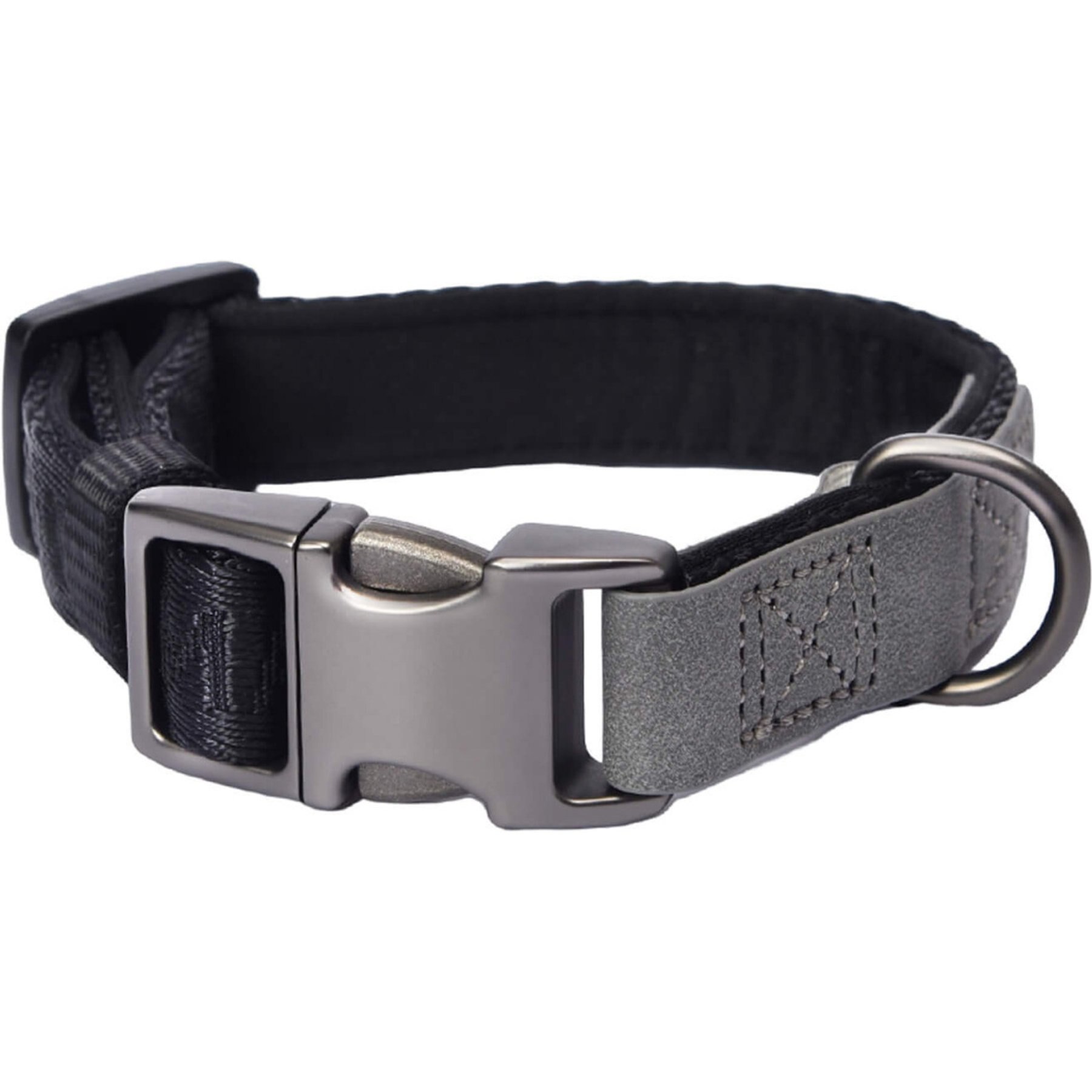 Pet Marvel Heavy Duty Solid Neoprene Padded Dog Collar, Grey, Small: 9 to 12-in neck, 3/4-in wide