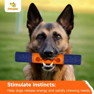 Show full view: Petopia Stick Interactive Tough Chew Dog Toy, Large, Blue/Orange slide 6 of 8