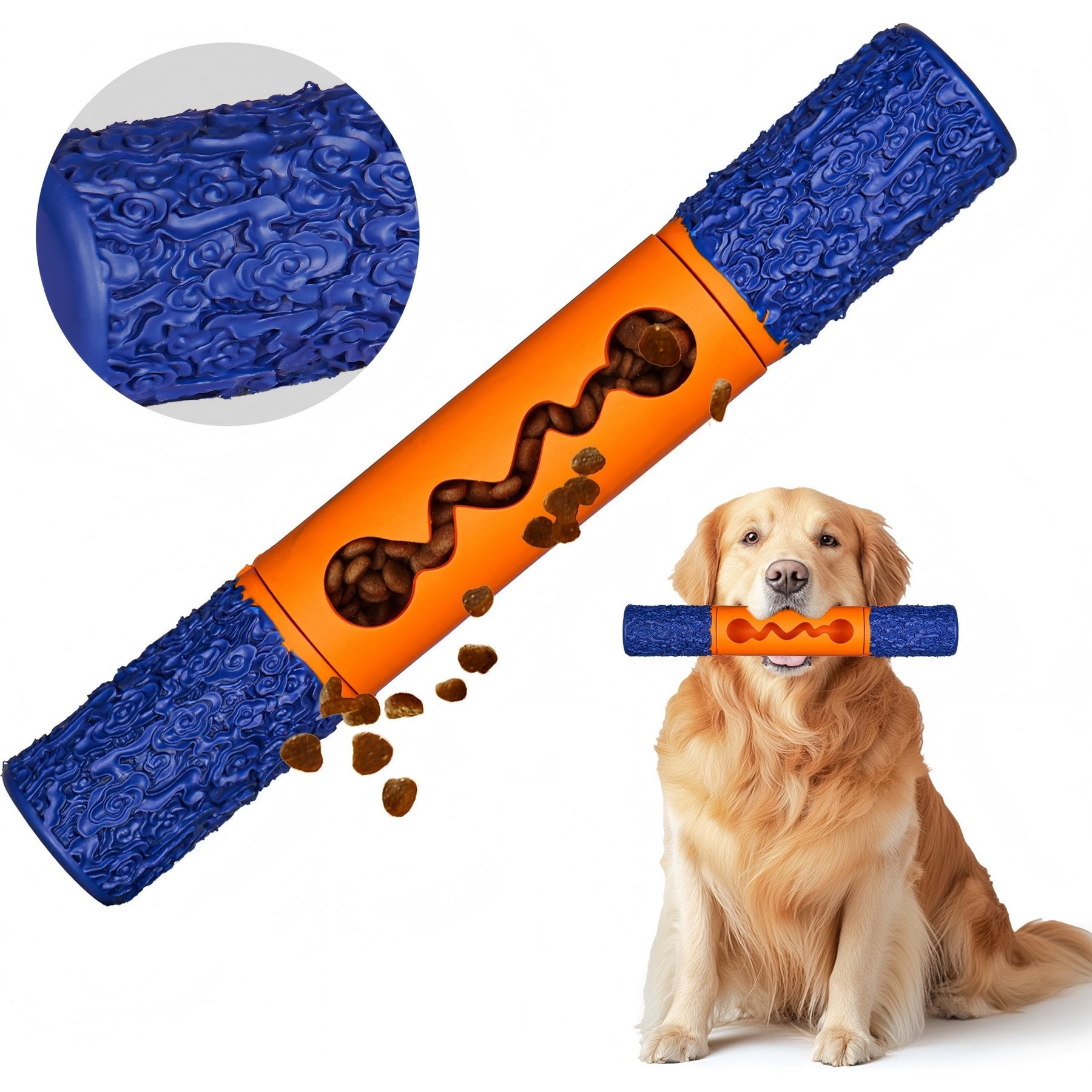 Petopia Stick Interactive Tough Chew Dog Toy, Large, Blue/Orange
