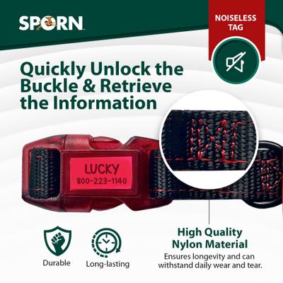 Show full view: Sporn Personalized ID Dog Collar, Black/Red, Small slide 4 of 10