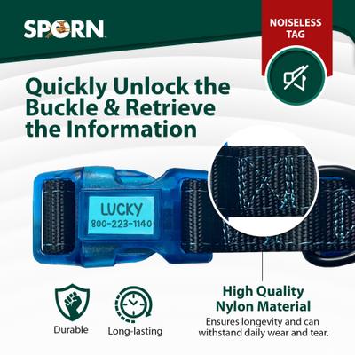 Show full view: Sporn Personalized ID Dog Collar, Black/Blue, Large slide 4 of 10