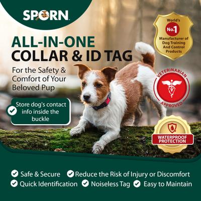 Show full view: Sporn Personalized ID Dog Collar, Black/Blue, Medium slide 4 of 11