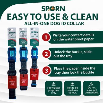 Show full view: Sporn Personalized ID Dog Collar, Black/Blue, Medium slide 8 of 11