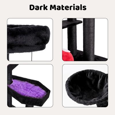 Show full view: Happy & Polly Multi-Level Gothic 52.6-in Fleece Cat Tree with Coffin Bed, Jumbo, Purple slide 9 of 11