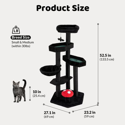 Show full view: Happy & Polly Multi-Level Gothic 52.6-in Fleece Cat Tree with Coffin Bed, Jumbo, Green slide 10 of 11