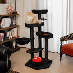 Happy & Polly Multi-Level Gothic 52.6-in Fleece Cat Tree with Coffin Bed, Jumbo, Red