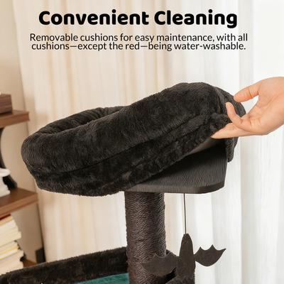 Show full view: Happy & Polly Multi-Level Gothic 52.6-in Fleece Cat Tree with Coffin Bed, Jumbo, Green slide 6 of 11