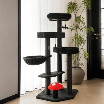 Show full view: Happy & Polly Multi-Level Gothic 52.6-in Fleece Cat Tree with Coffin Bed, Jumbo, Red slide 4 of 10