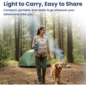 PawsPik Travel 3-in-1 Dog Water Bottle & Bowl Set, Blue