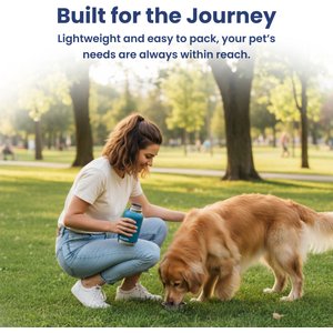 PawsPik Travel 3-in-1 Dog Water Bottle & Bowl Set, Blue