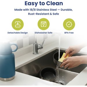 PawsPik Travel 3-in-1 Dog Water Bottle & Bowl Set, Blue