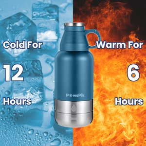 PawsPik Travel 3-in-1 Dog Water Bottle & Bowl Set, Blue