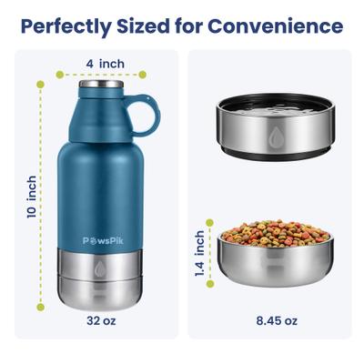 Show full view: PawsPik Travel 3-in-1 Dog Water Bottle & Bowl Set, Blue slide 6 of 11