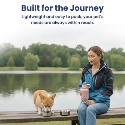 Show full view: PawsPik Travel 3-in-1 Dog Water Bottle & Bowl Set, Pink slide 9 of 11