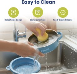 PawsPik 2-in-1 18/8 Stainless Steel & Silicone Dog & Cat Travel Bowl, Midnight Summit Blue slide 2 of 9