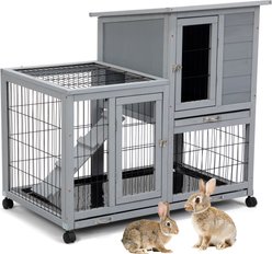 Coziwow Indoor & Outdoor Wheeled Wood Rabbit Hutch