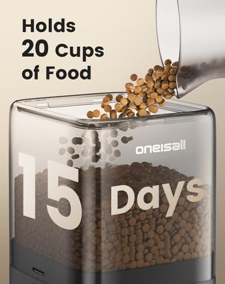 Show full view: OneIsAll PF09 Automatic Cat Feeder, 20-cup slide 7 of 12