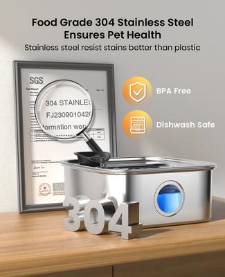Show full view: OneIsAll PW07 Stainless Steel Dog Water Fountain, 2.6-gal slide 7 of 11