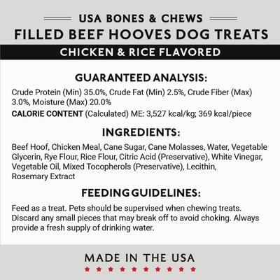 Show full view: Bones & Chews Made in USA  Chicken & Rice Flavored Filled Beef Hooves Dog Treats, 2 count slide 6 of 9