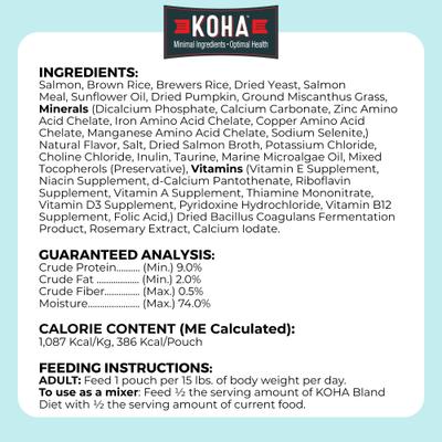 Show full view: KOHA Sensitive Stomach Limited Ingredient Bland Diet Salmon, Brown Rice & Pumpkin Dry Dog Food Food, 3.5-lb bag slide 9 of 9