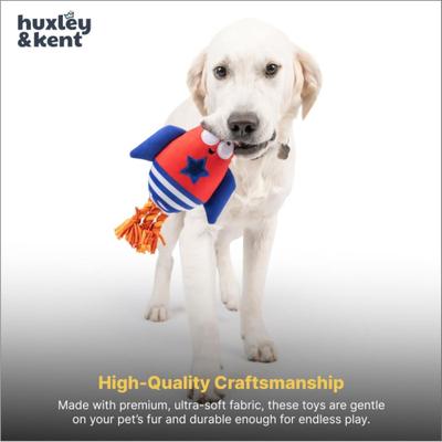 Show full view: Huxley & Kent Rocket Man Squeaky Power Plush Dog Toy, Red/Blue/White, Large slide 6 of 7