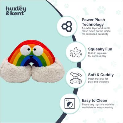 Show full view: Huxley & Kent Happy Rainbow Squeaky Power Plush Dog Toy, Rainbow/White, Small slide 4 of 8