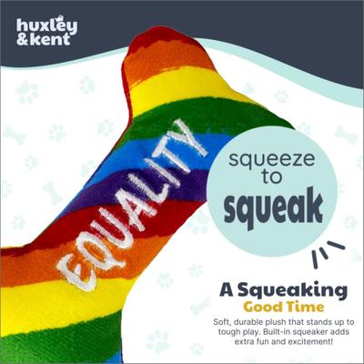 Show full view: Huxley & Kent Tiny Tuff Equality Bone Squeaky Plush Dog Toy, Rainbow slide 2 of 7