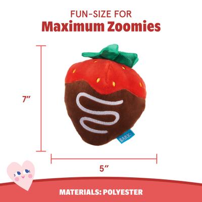 Show full view: BARK Barkbox Chocolate Slobber Strawberry Plush Dog Toy, Multicolor, Medium/Large slide 3 of 7