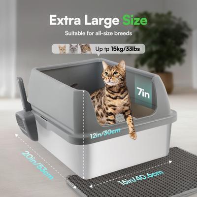 Show full view: allforpaws Go Fresh Enclosed Stainless Steel Cat Litter Box, 21 x 16 x 11.8-in, Grey slide 7 of 9
