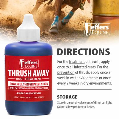Show full view: Jeffers Equine Thrush Away 2% Iodine Horse Hoof Treatment, 2-fl oz bottle slide 3 of 7