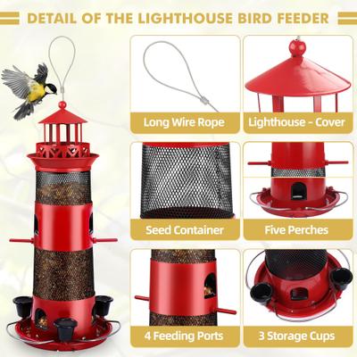 Show full view: Decflow Outdoor Hanging Durable Metal Tube Wild Bird Feeder with Three Water Cups, Black slide 3 of 7