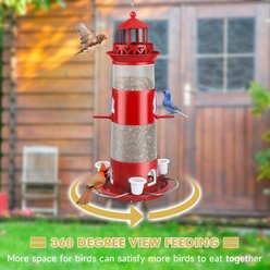 Decflow Outdoor Hanging Durable Metal Tube Wild Bird Feeder with Three Water Cups, White slide 2 of 7