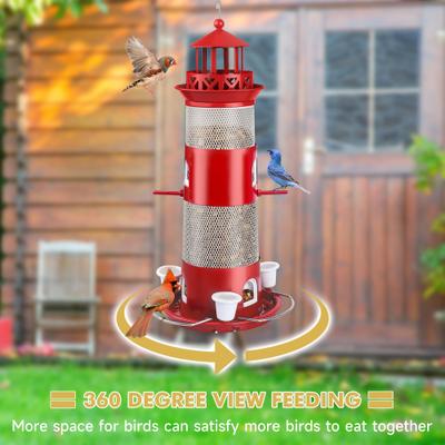 Show full view: Decflow Outdoor Hanging Durable Metal Tube Wild Bird Feeder with Three Water Cups, White slide 5 of 7