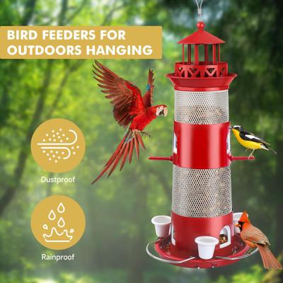 Show full view: Decflow Outdoor Hanging Durable Metal Tube Wild Bird Feeder with Three Water Cups, White slide 7 of 7