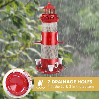 Show full view: Decflow Outdoor Hanging Durable Metal Tube Wild Bird Feeder with Three Water Cups, White slide 6 of 7