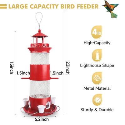 Show full view: Decflow Outdoor Hanging Durable Metal Tube Wild Bird Feeder with Three Water Cups, White slide 2 of 7