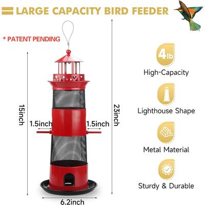 Show full view: Decflow Outdoor Hanging Durable Metal Tube Wild Bird Feeder, Black slide 2 of 7