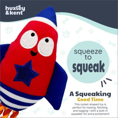 Show full view: Huxley & Kent Rocket Man Squeaky Power Plush Dog Toy, Red/Blue/White, Large slide 2 of 7