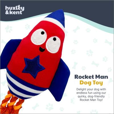Show full view: Huxley & Kent Rocket Man Squeaky Power Plush Dog Toy, Red/Blue/White, Large slide 5 of 7