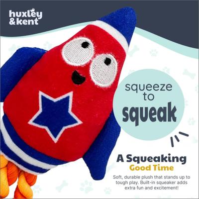 Show full view: Huxley & Kent Tiny Tuff Rocket Man Squeaky Plush Dog Toy, Red/White/Blue/Orange slide 2 of 8
