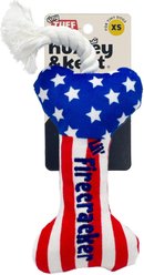Huxley & Kent Tiny Tuff Lil' Firecracker Bone Squeaky Plush Dog Toy, Red/White/Blue slide 1 of 8