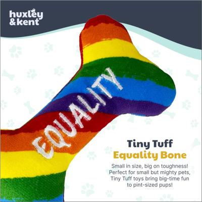 Show full view: Huxley & Kent Tiny Tuff Equality Bone Squeaky Plush Dog Toy, Rainbow slide 5 of 7
